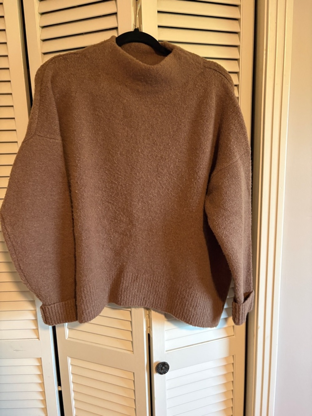 Relaxed Mock Neck Sweater in Taupe Brown